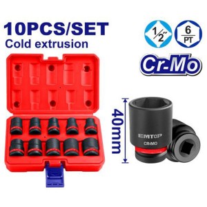 EMTOP Zestaw nasadek udarowych 1/2'' 10 szt.