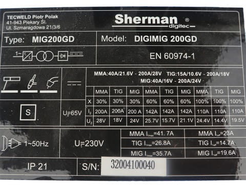 Spawarka migomat Sherman digimig 200GD Synergia