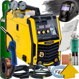 Spawarka MAGNUM MIG 202 Easy Synergia MIG/MAG MMA TIG FLUX 200A 230V ZESTAW 1