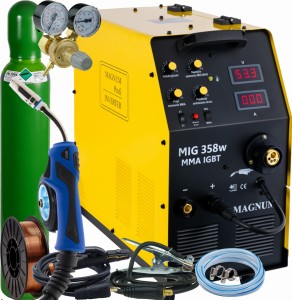 Spawarka MAGNUM MIG 358W MMA IGBT MIG/MAG FCAW 350A 400V 4x4 2T/4T ZESTAW 4