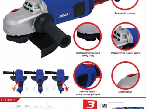 Szlifierka kątowa 230mm 2400W miękki start DED7953