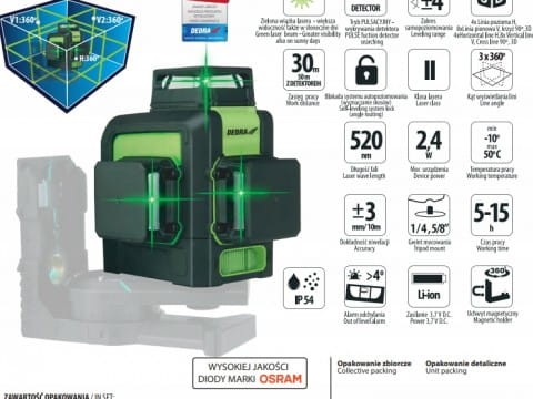---DEDRA Multilaser 3D, poziomica laserowa 3D MC0904