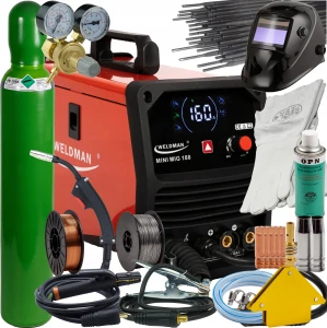 WELDMAN MINI MIG 180 SYN Spawarka MIG MAG FLUX MMA TIG 230V Synergia IGBT ZESTAW 1