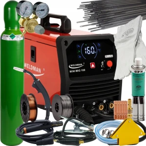 WELDMAN MINI MIG 180 SYN Spawarka MIG MAG FLUX MMA TIG 230V Synergia IGBT ZESTAW 3