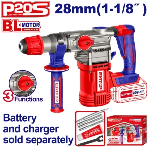 EMTOP Młotowiertarka Akumulatorowa Bezszczotkowa SDS+ 4.5J 20V