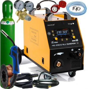 Spawarka Półautomat MAGNUM MIG 230/2 ALU SYNERGIA Dual 230V/400V Podajnik 4x4 ZESTAW 4