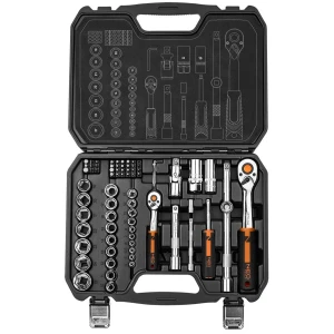 Zestaw Kluczy Nasadowych 1/2" 1/4" 73 szt. NEO TOOLS 10-054 Grzechotka 90T