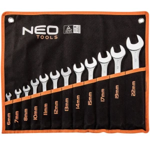 Klucze płasko-oczkowe 6-22 mm 12 szt NEO TOOLS CrV etui 09-752