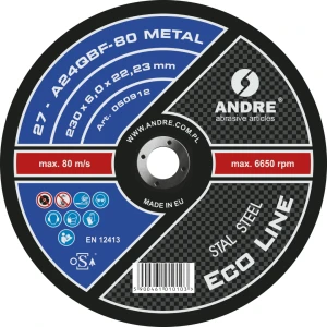 TARCZA DO CIĘCIA STALI 230X6,0X22 ANDRE ECO LINE