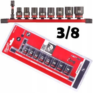 Zestaw nasadek udarowych długich 3/8 " MILWAUKEE 9pc.