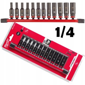 Zestaw nasadek udarowych długich 1/4 " MILWAUKEE 12pc.