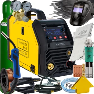 Spawarka MAGNUM MIG 213 SYNERGIA MIG/MAG MMA TIG FLUX 200A 230V IP23 ZESTAW 1